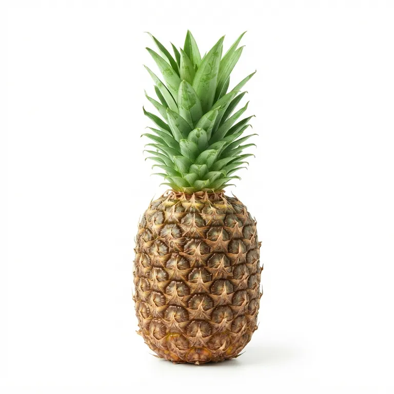 Ananas entier avec sa couronne de feuilles vertes et son écorce écailleuse
