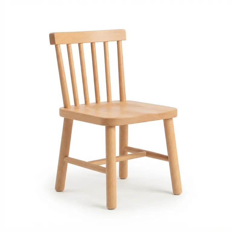 Chaise en bois avec un dossier droit et quatre pieds