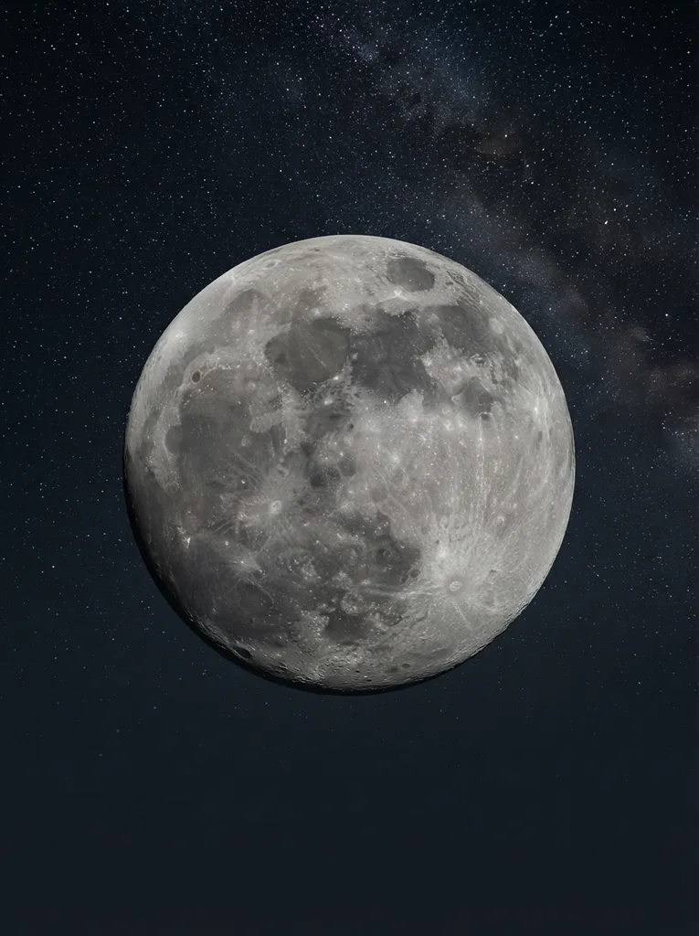 La Lune avec ses cratères gris dans un ciel étoilé