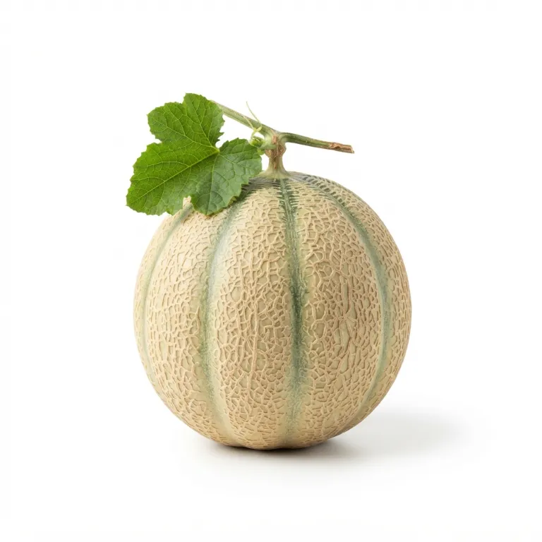 Un melon avec une feuille verte