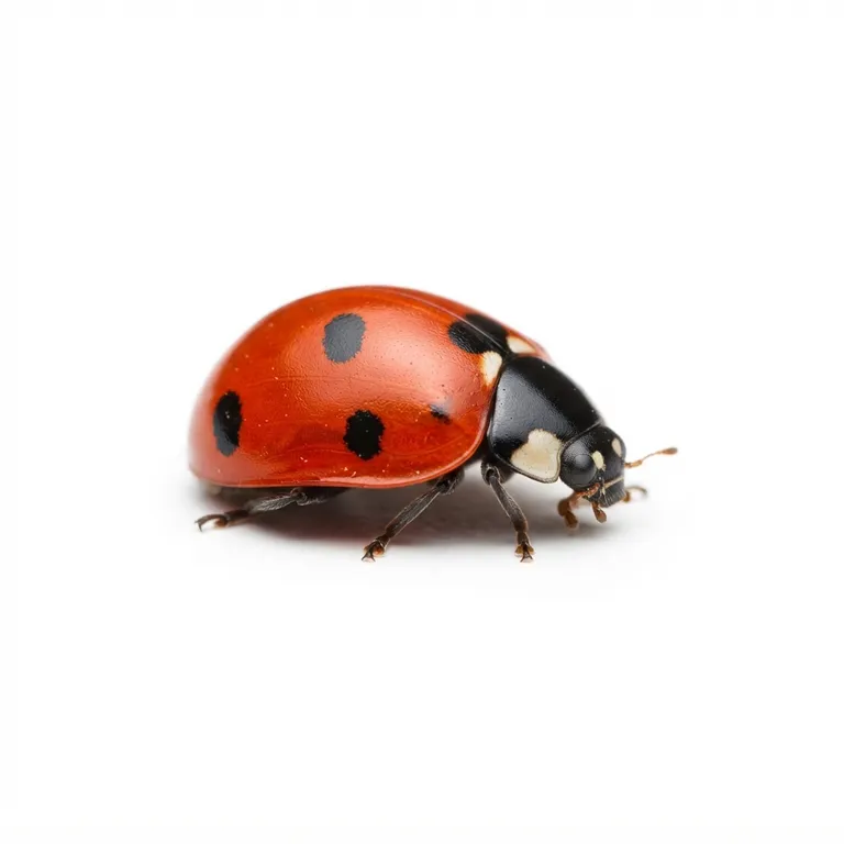 Coccinelle rouge avec sept points noirs sur ses élytres