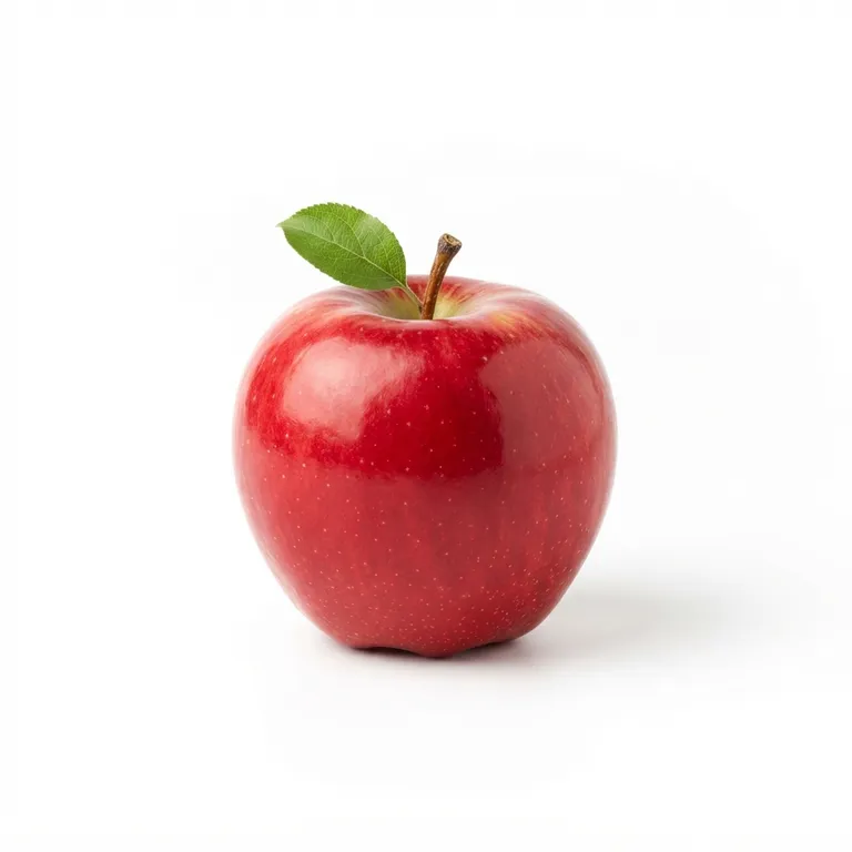 Pomme rouge brillante avec une tige verte