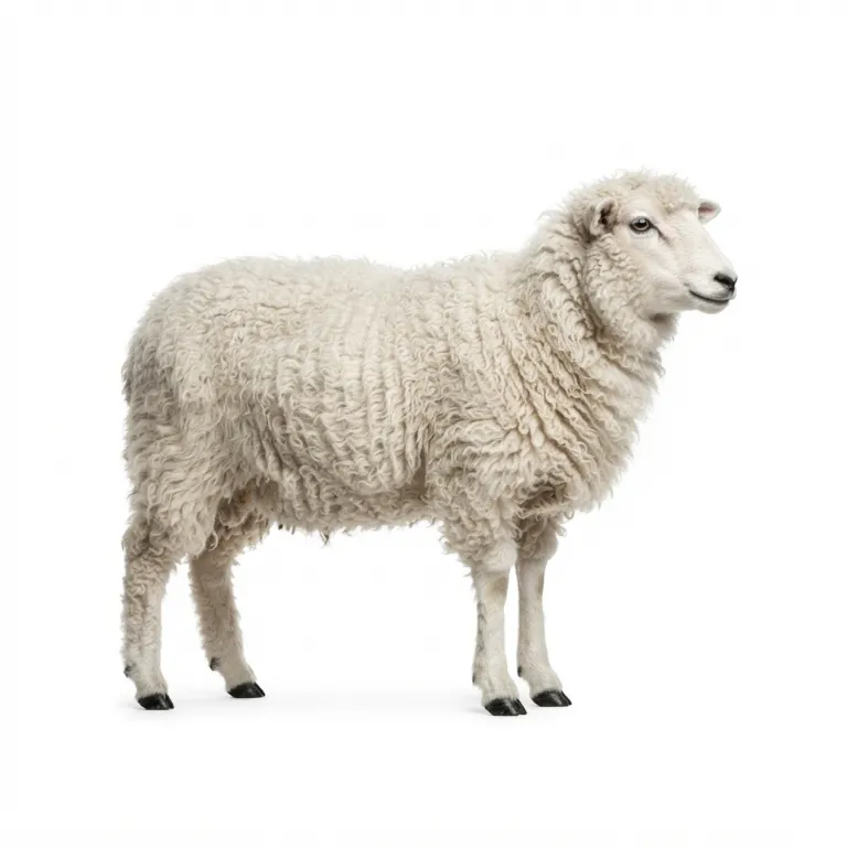 Mouton blanc avec une épaisse toison frisée