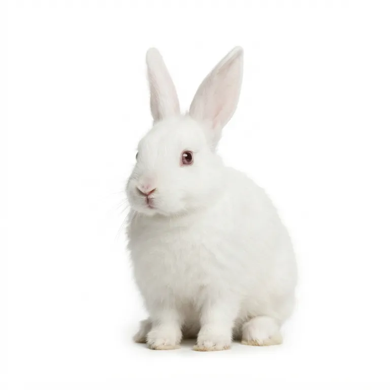 Lapin nain blanc avec de longues oreilles dressées