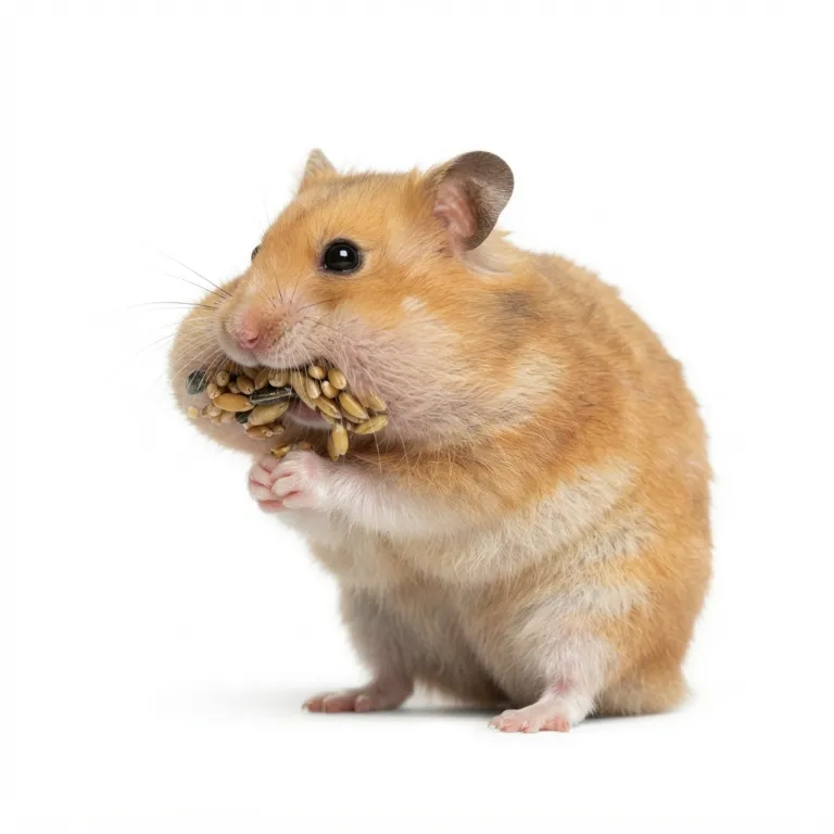 Hamster doré avec les joues pleines de graines