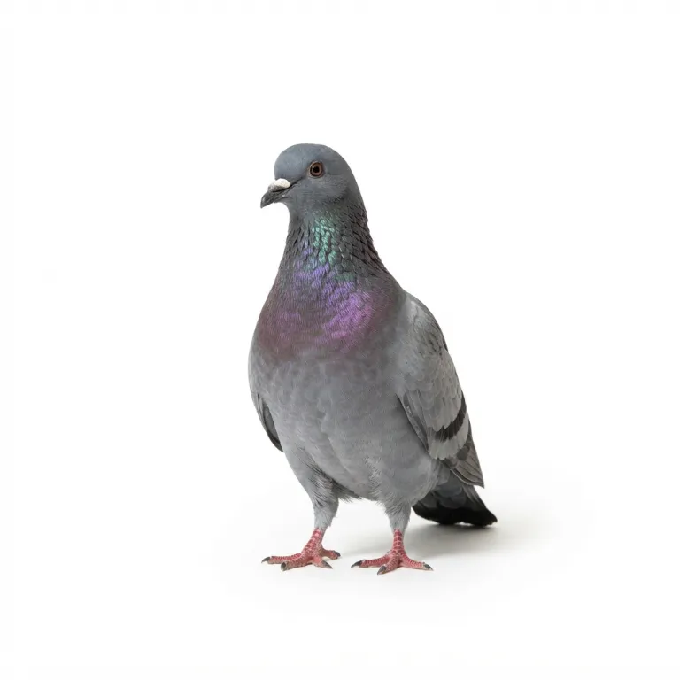 Pigeon gris avec des reflets irisés violets et verts sur le cou