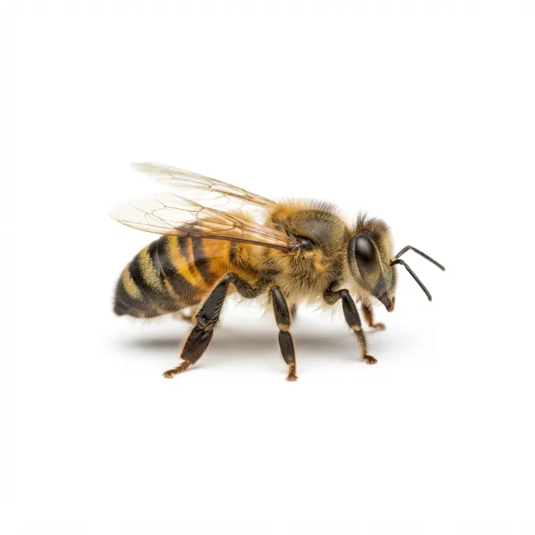 Abeille avec ses rayures jaunes et noires et ses ailes transparentes