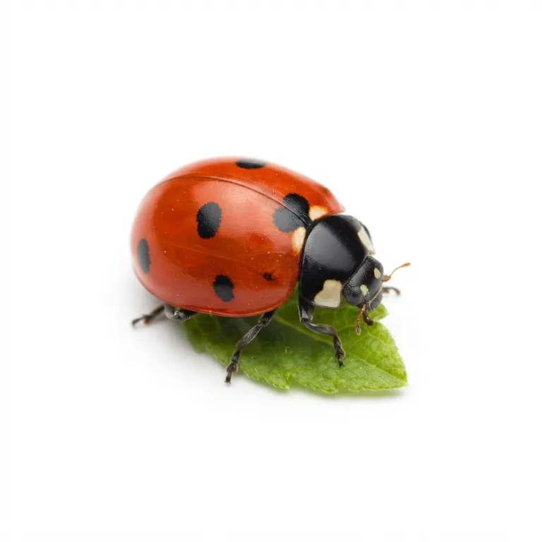 Coccinelle rouge avec sept points noirs sur ses élytres