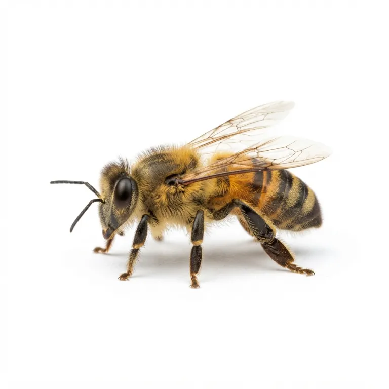 Abeille avec ses rayures jaunes et noires et ses ailes transparentes