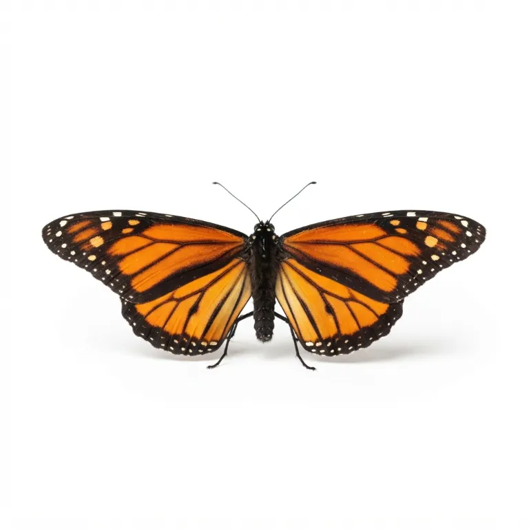 Papillon monarque avec ses ailes orange et noires aux motifs complexes