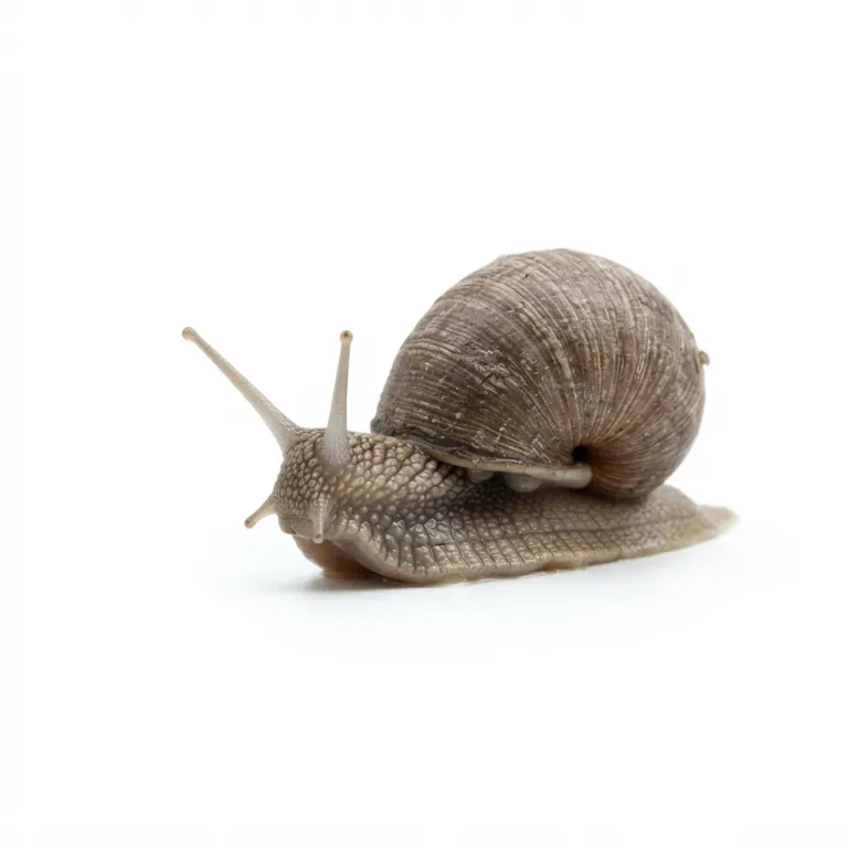 Escargot de Bourgogne avec sa coquille brune en spirale et ses deux tentacules oculaires