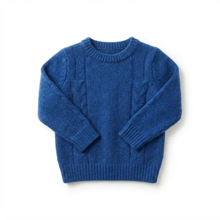 pull en laine bleu à col rond
