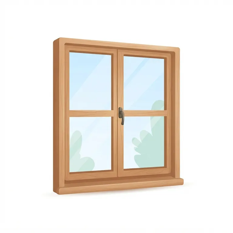 Fenêtre avec un cadre en bois et des vitres transparentes