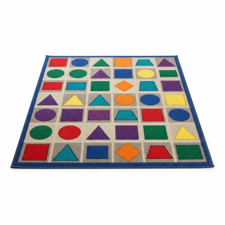 Tapis rectangulaire avec des motifs géométriques colorés