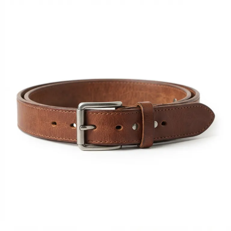 ceinture en cuir marron à boucle métallique