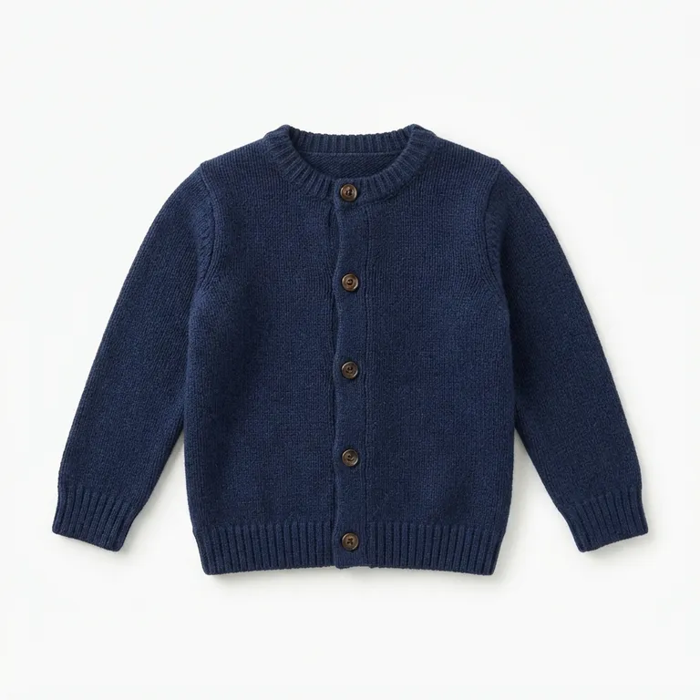 gilet en laine bleu marine avec des boutons ronds