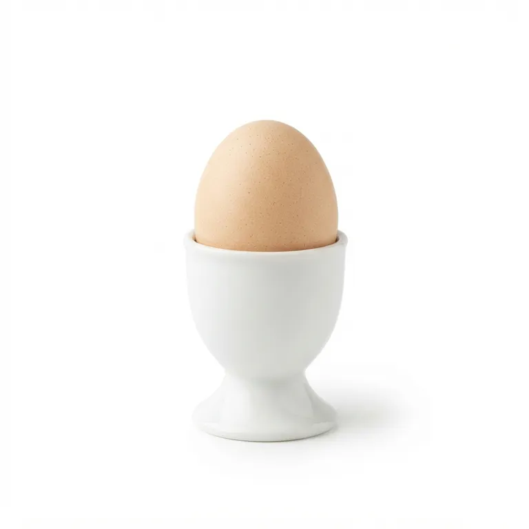 Œuf de poule beige dans un coquetier