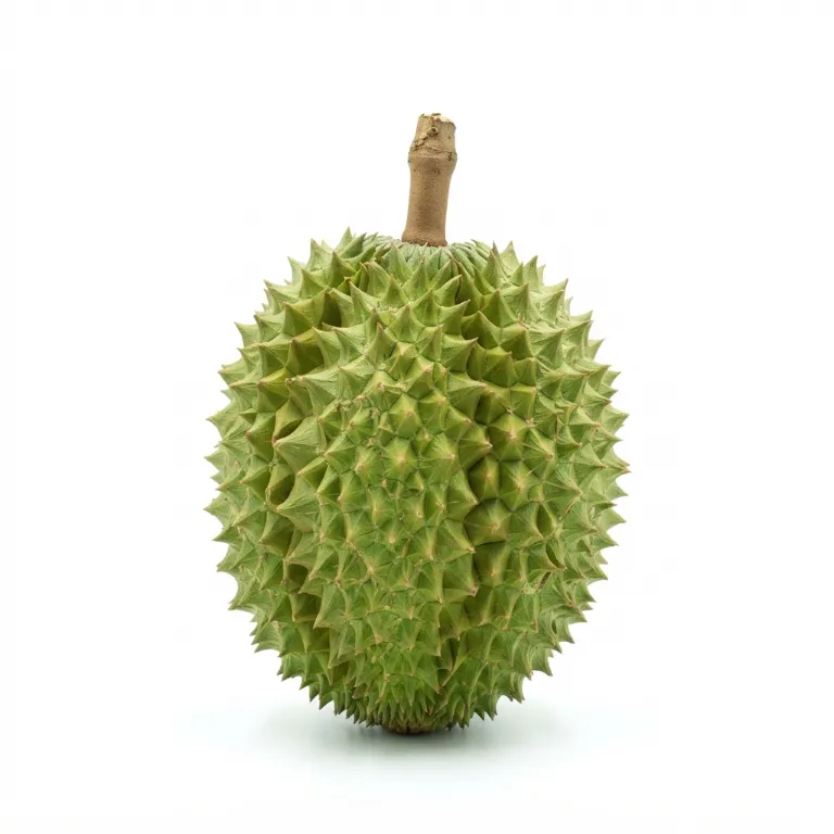 Durian vert et épineux avec une écorce épaisse et piquante
