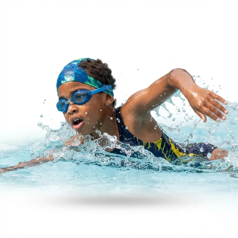 Nageur en pleine action dans l'eau d'une piscine