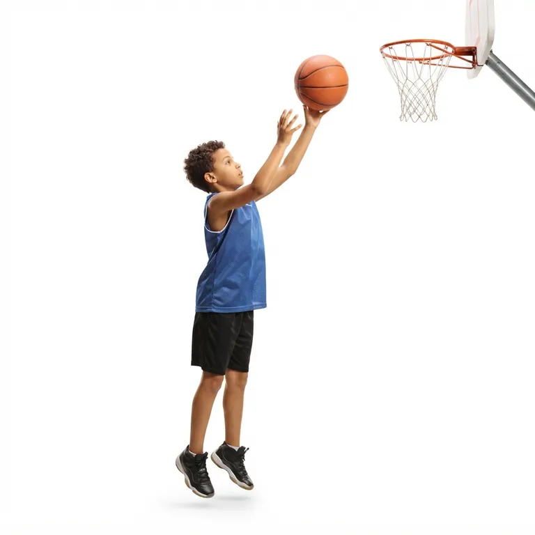 Joueur de basket lançant un ballon orange vers le panier