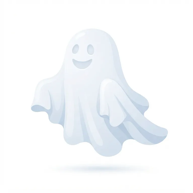 Fantôme blanc souriant fait avec un drap flottant