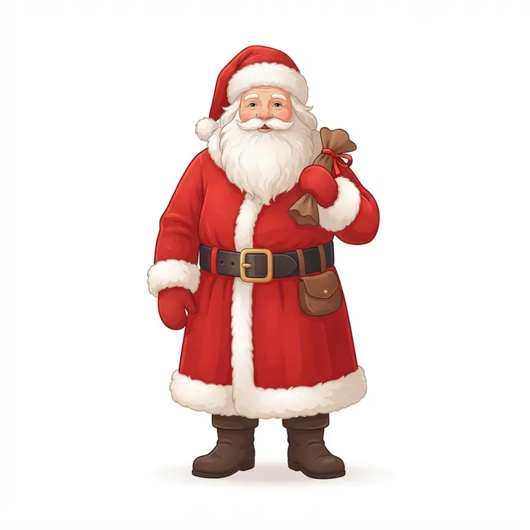 Père Noël avec une barbe blanche touffue et un costume rouge