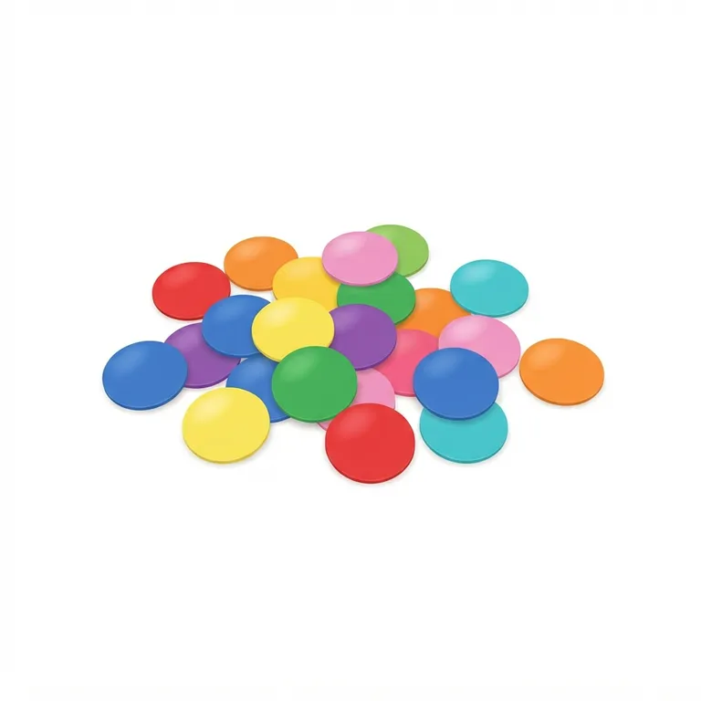 Poignée de petits disques de papier multicolores