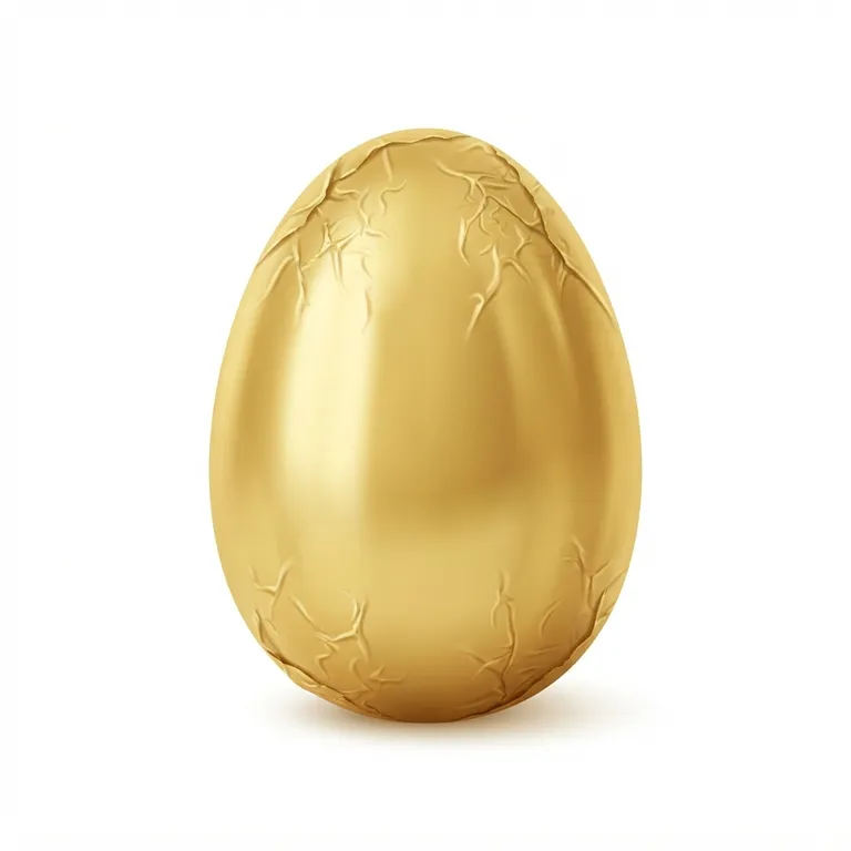 Œuf en chocolat brillant avec un emballage doré