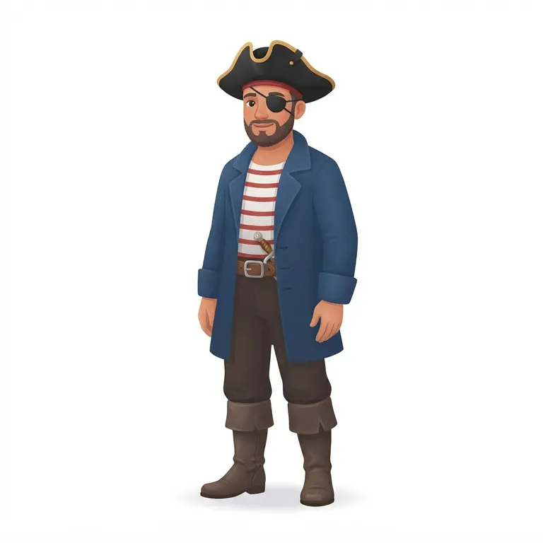 Pirate avec un bandeau noir sur l'œil et un chapeau tricorne