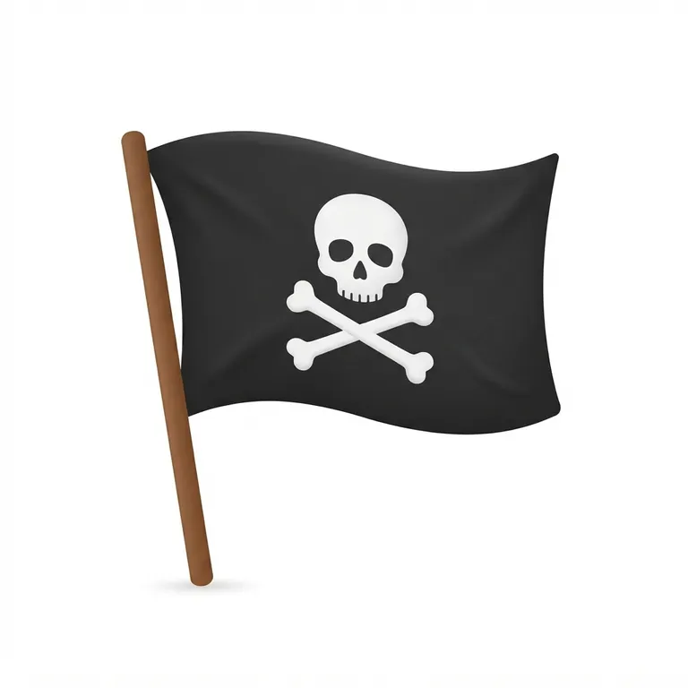 Drapeau pirate noir avec une tête de mort blanche et deux os croisés