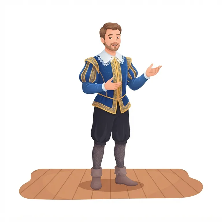 Homme sur scène portant un costume de théâtre