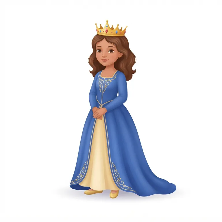Princesse portant une couronne dorée et une longue robe élégante