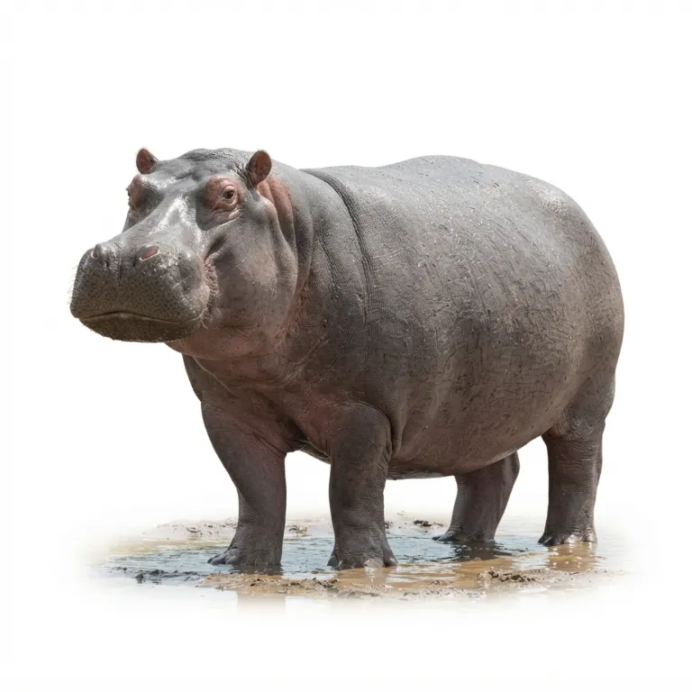 Hippopotame avec son corps massif et gris