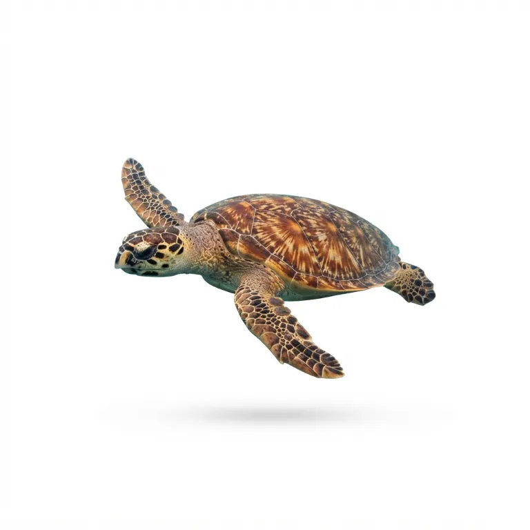 Tortue marine avec sa carapace ovale et ses quatre nageoires